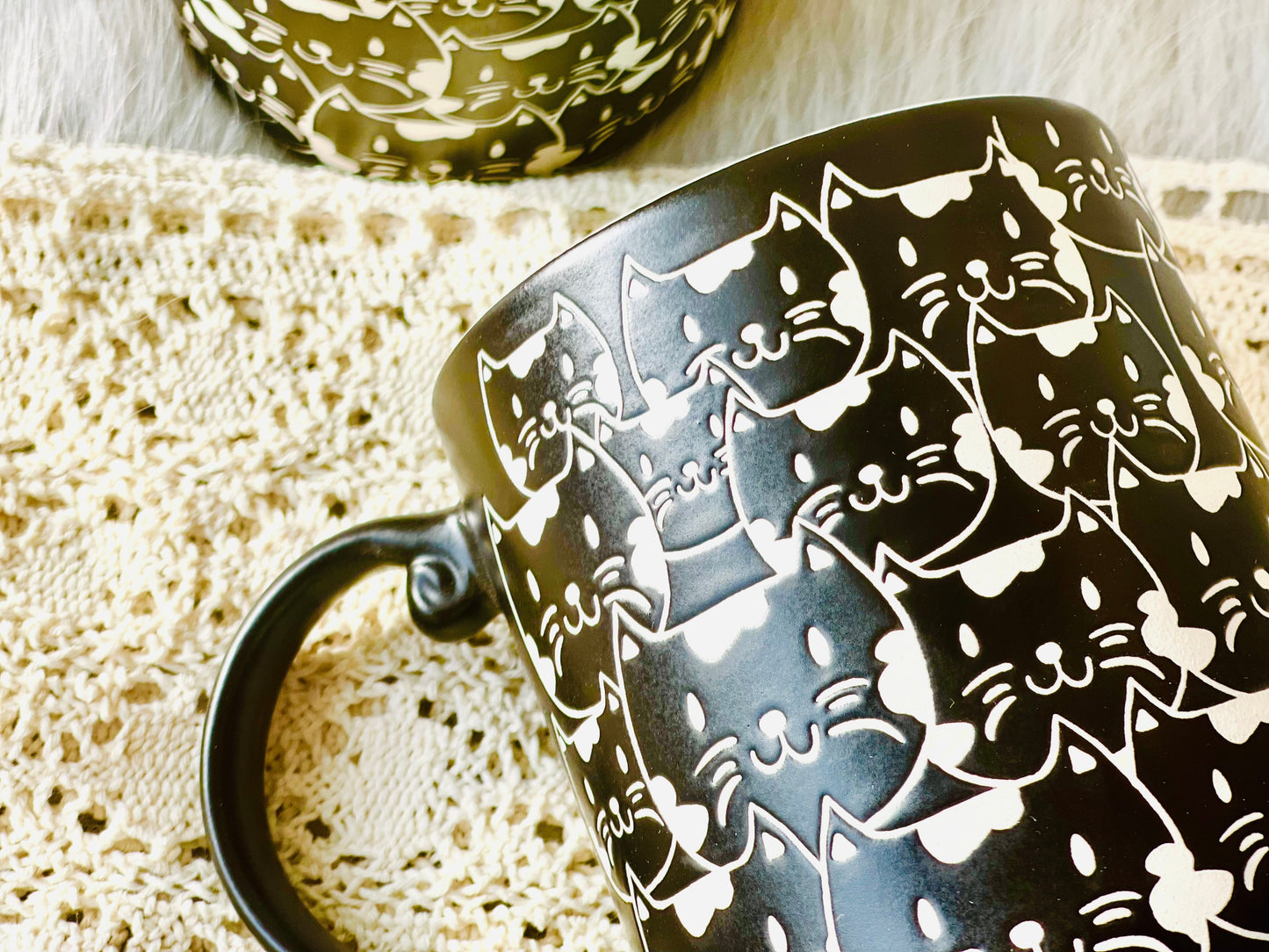 Cats Handmade Ceramic Coffee Mug, Personalized Kitty Pottery Mug for Gifts