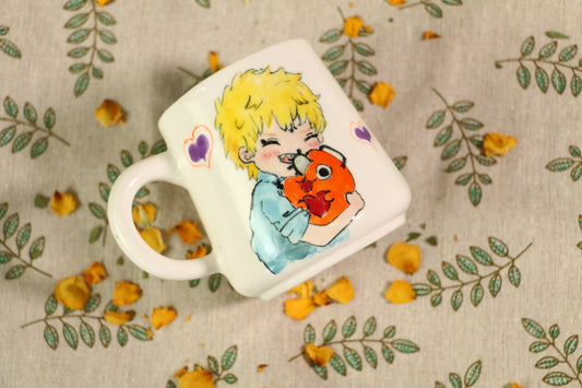 Chainsawman Denji Handmade Ceramic Mug, Personalized Ceramic Cup for Anime Lovers