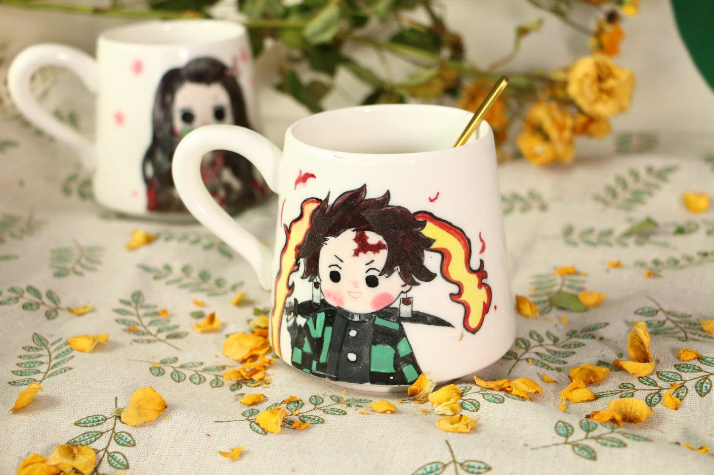 Demon-Slayer Kamado Tanjirou Ceramic Mugs, Personalized Pottery Cup for Anime Lovers