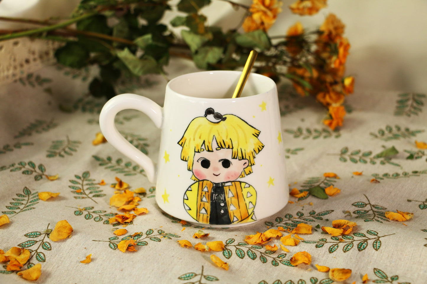 Demon-Slayer Agatsuma Zen'itsu Ceramic Mugs, Personalized Ceramic Cup for Anime Lovers