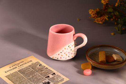 Pink Ceramic Coffee Mug, Ice-cream Personalized Handmade Pottery Cup for Gifts