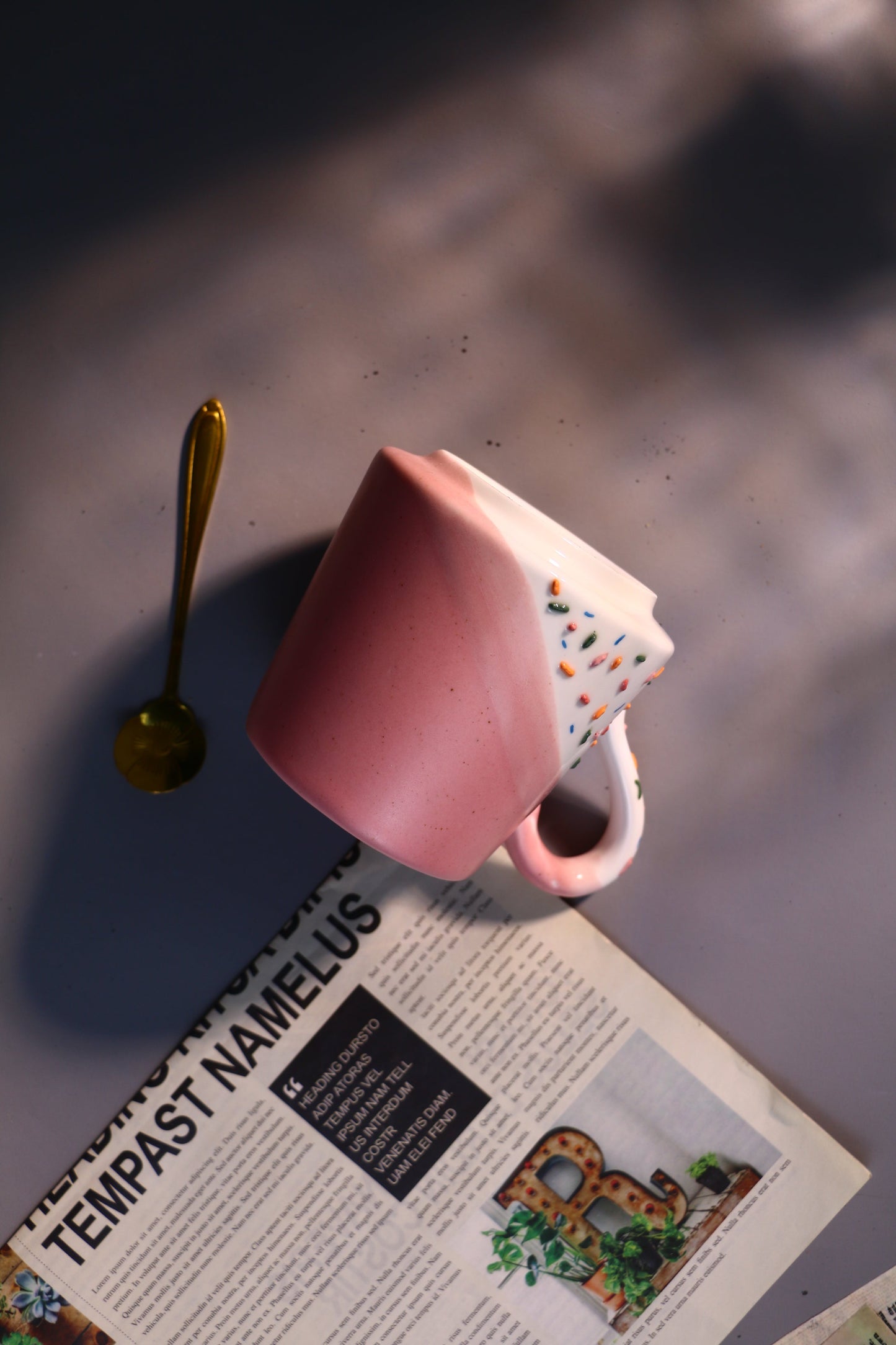 Pink Ceramic Coffee Mug, Ice-cream Personalized Handmade Pottery Cup for Gifts