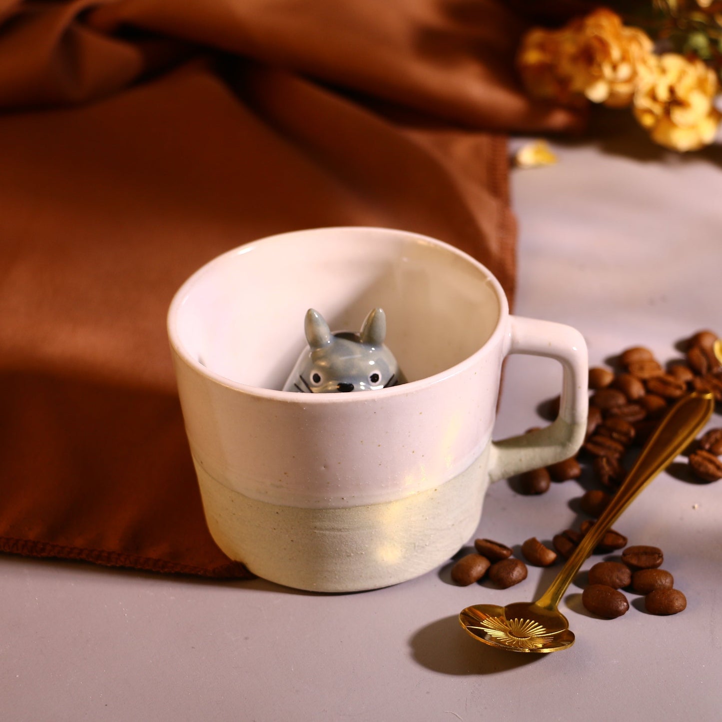 My Neighbor Totoro Handmade Anime Ceramic Mug, Character Inside Mug for Gifts