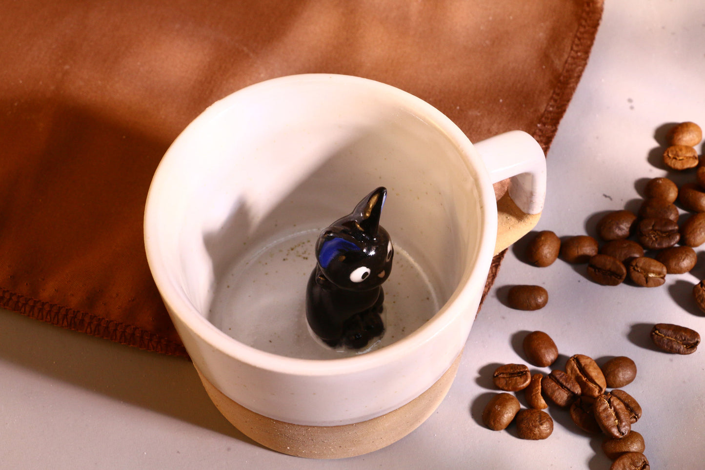 Jiji & Mei Handmade Anime Ceramic Mug, Character Inside Mug for Gifts