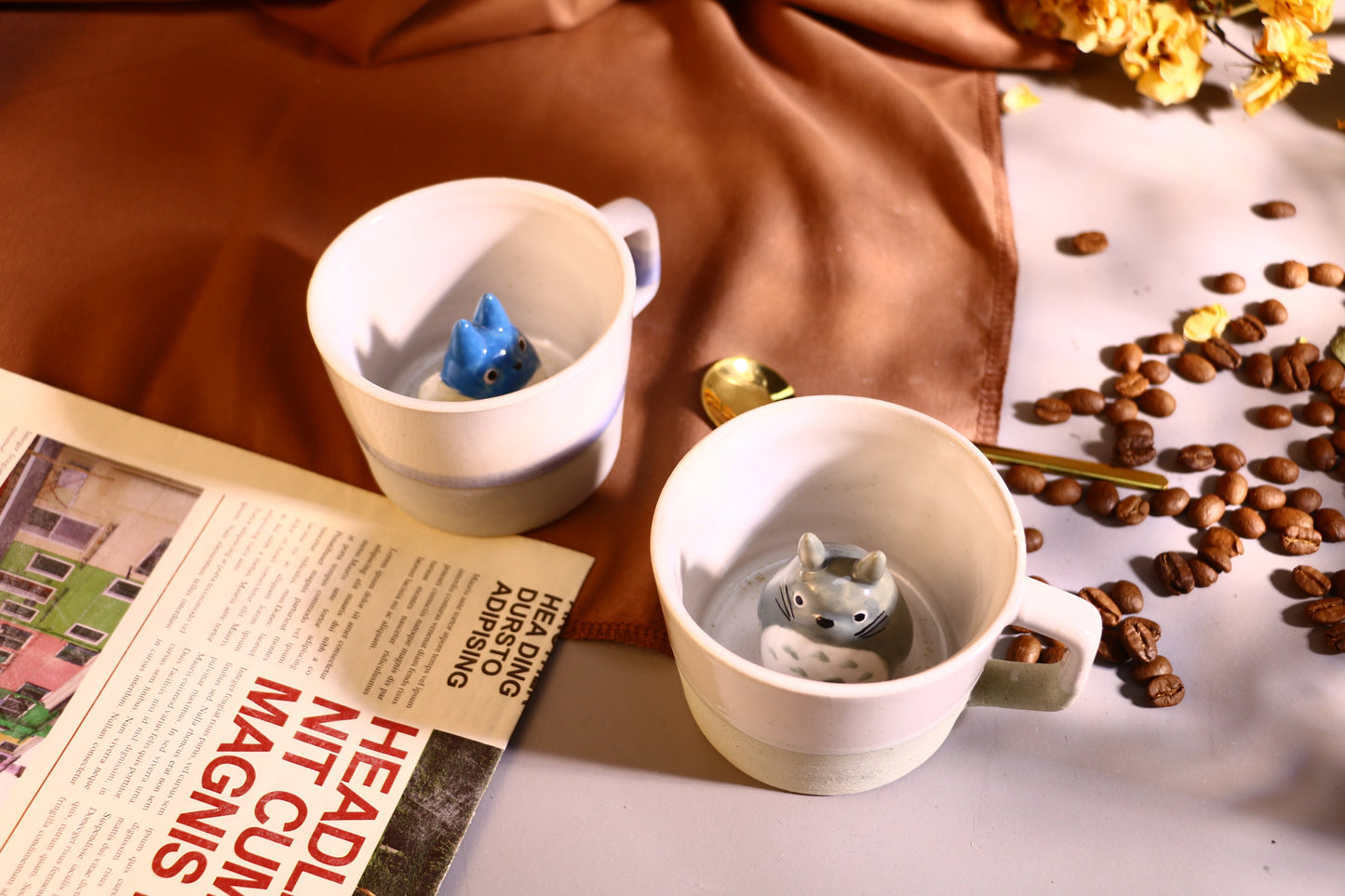 My Neighbor Totoro Handmade Anime Ceramic Mug, Character Inside Mug for Gifts
