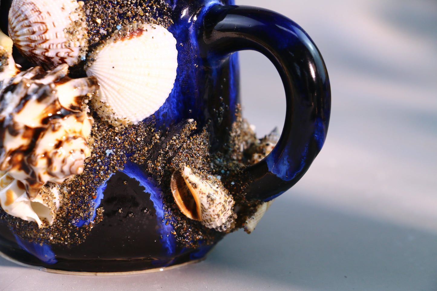 Sea Shell Ceramic Coffee Mug, Ocean Series Personalized Handmade Pottery Cup for Gifts