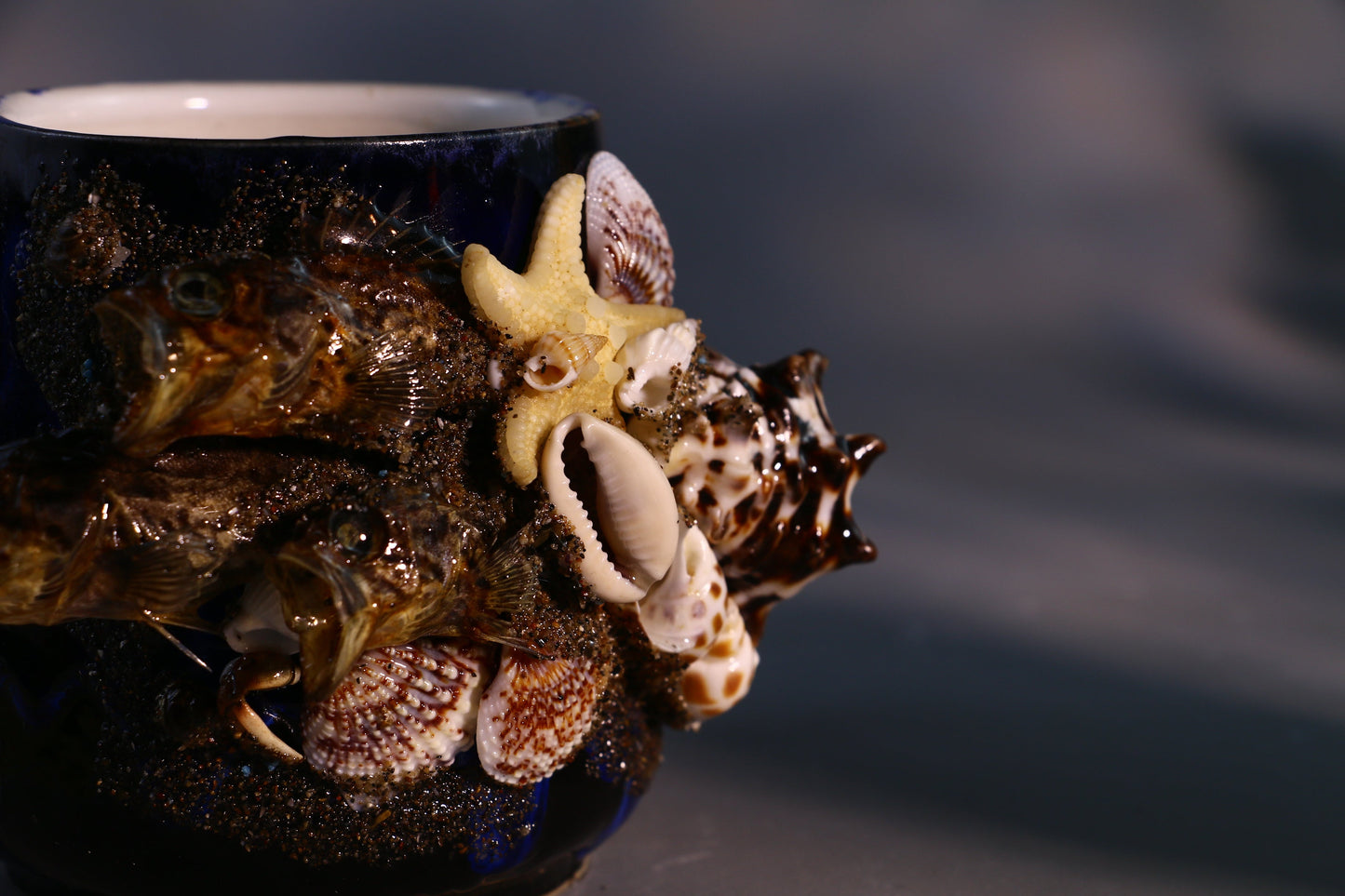 Sea Shell Ceramic Coffee Mug, Ocean Series Personalized Handmade Pottery Cup for Gifts