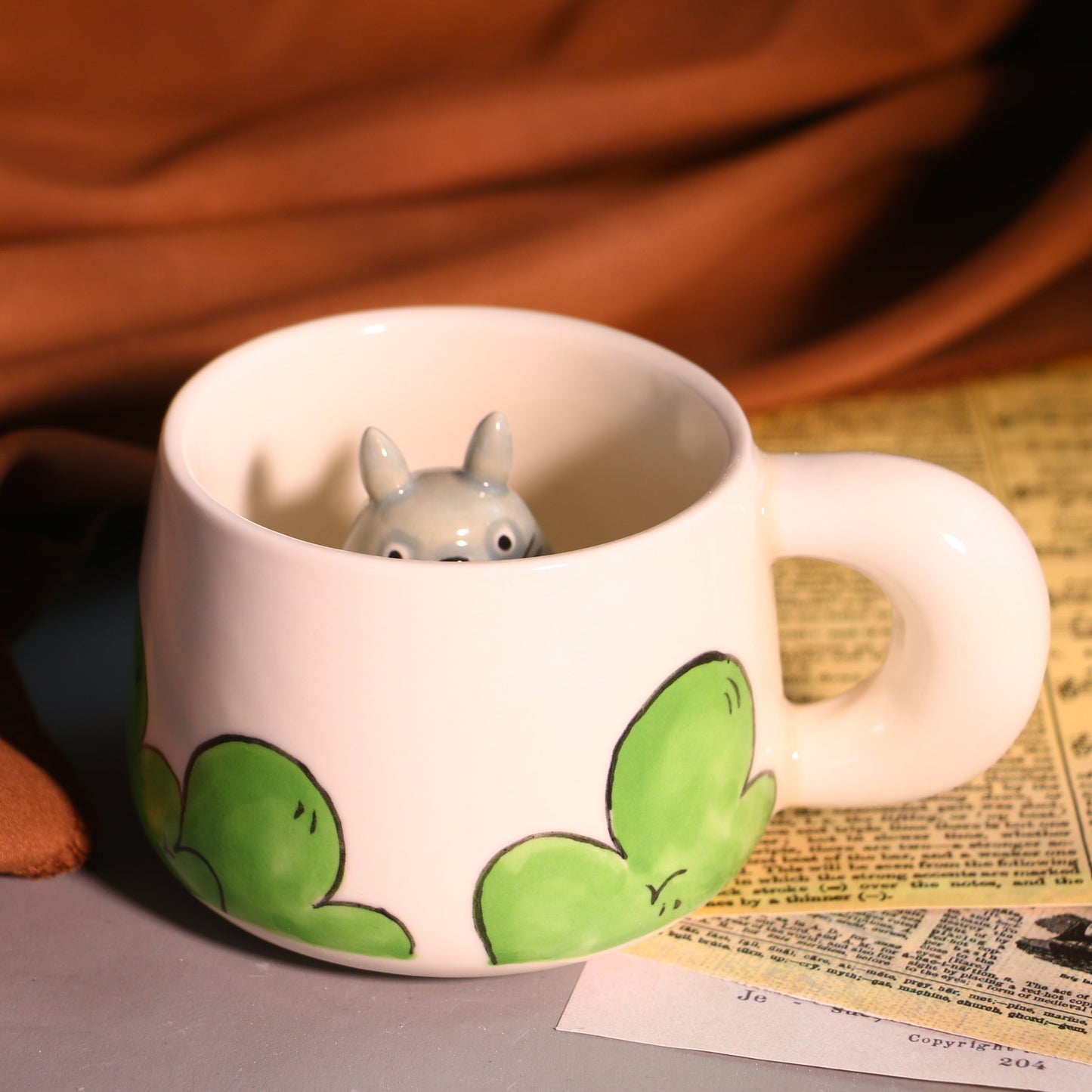 My Neighbor Totoro Handmade Anime Ceramic Mug, Character Inside Mug for Gifts