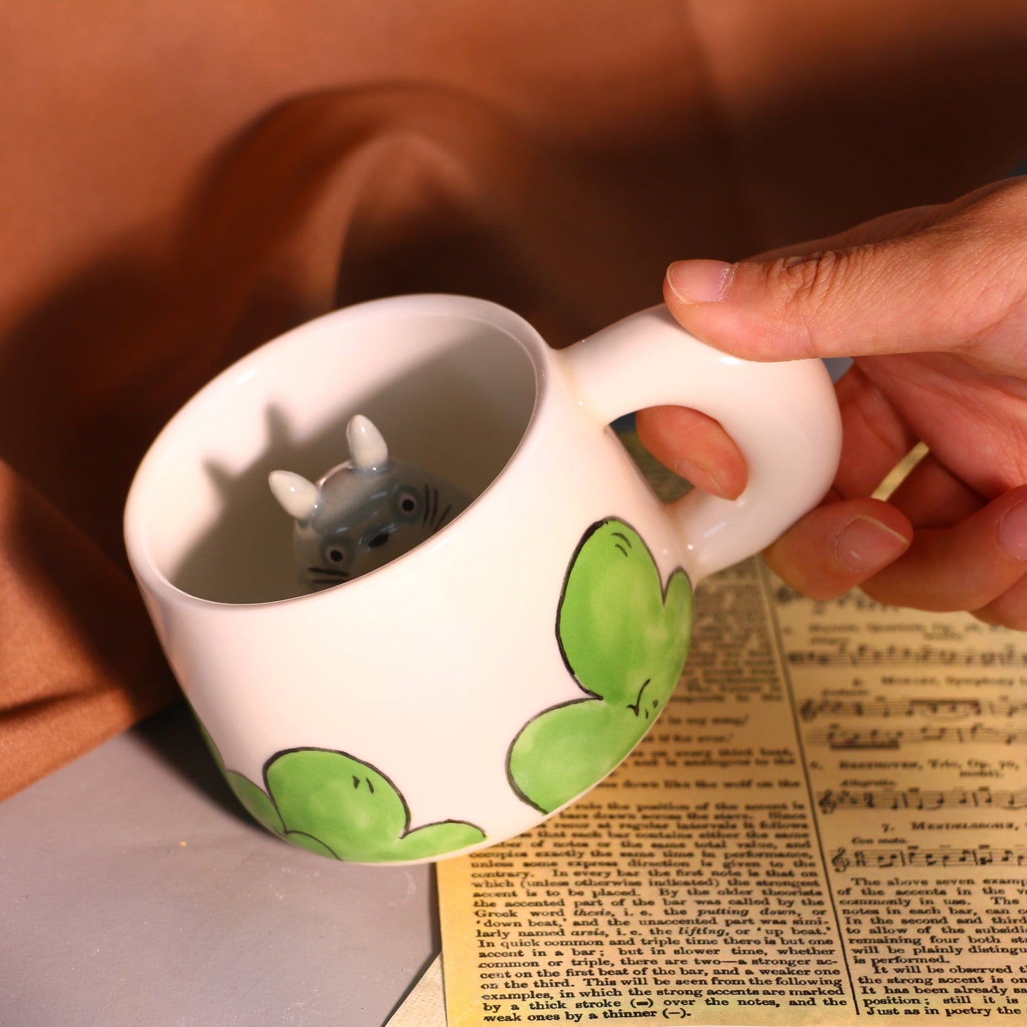 My Neighbor Totoro Handmade Anime Ceramic Mug, Character Inside Mug for Gifts