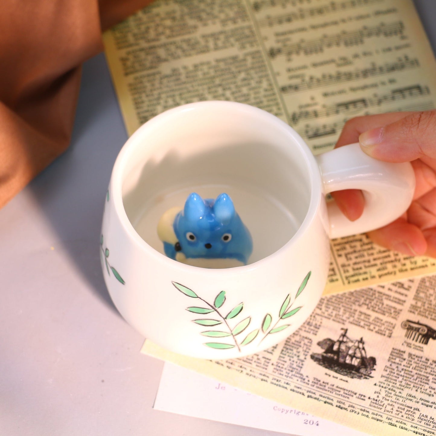 My Neighbor Totoro Handmade Anime Ceramic Mug, Character Inside Mug for Gifts