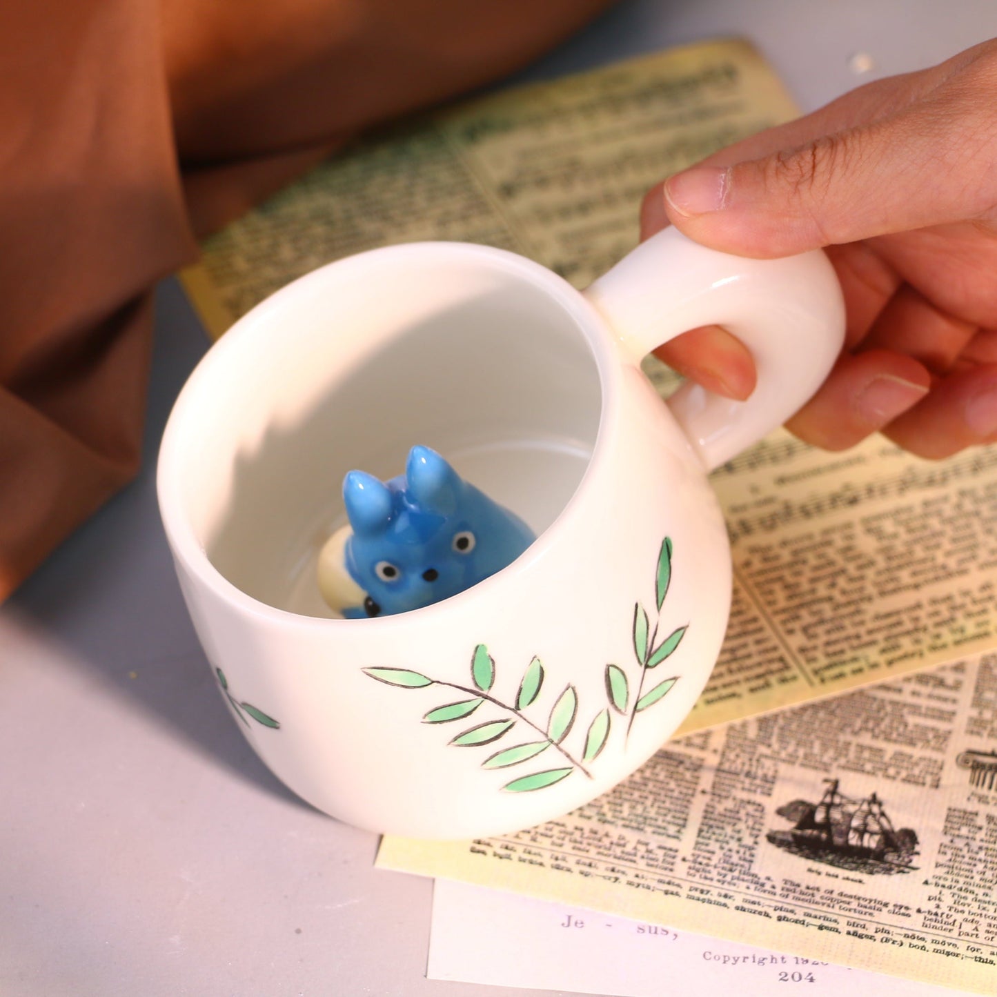 My Neighbor Totoro Handmade Anime Ceramic Mug, Character Inside Mug for Gifts