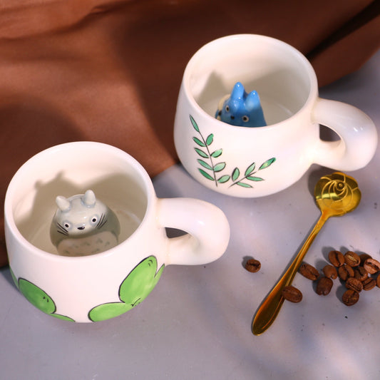 My Neighbor Totoro Handmade Anime Ceramic Mug, Character Inside Mug for Gifts