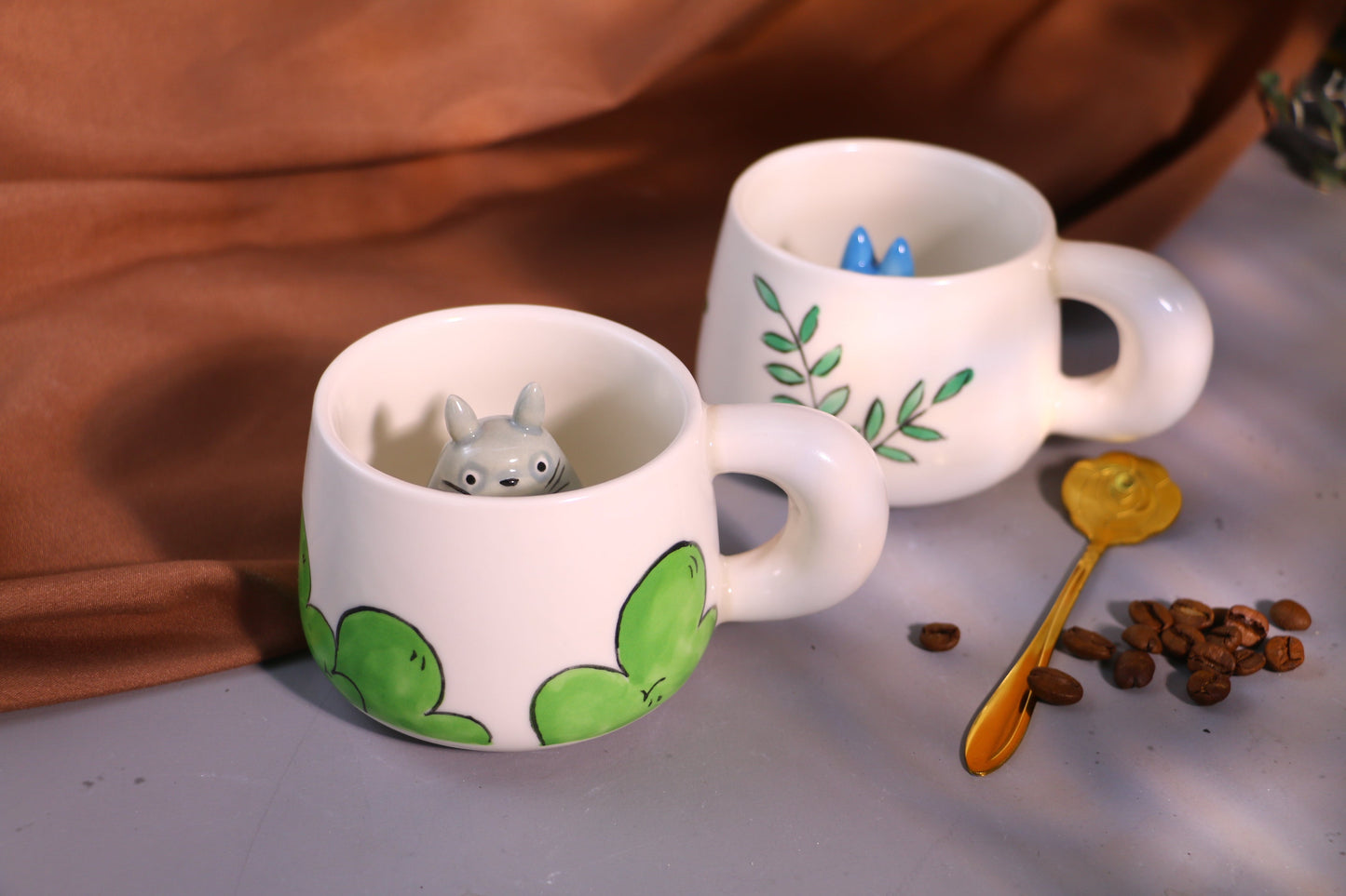 My Neighbor Totoro Handmade Anime Ceramic Mug, Character Inside Mug for Gifts