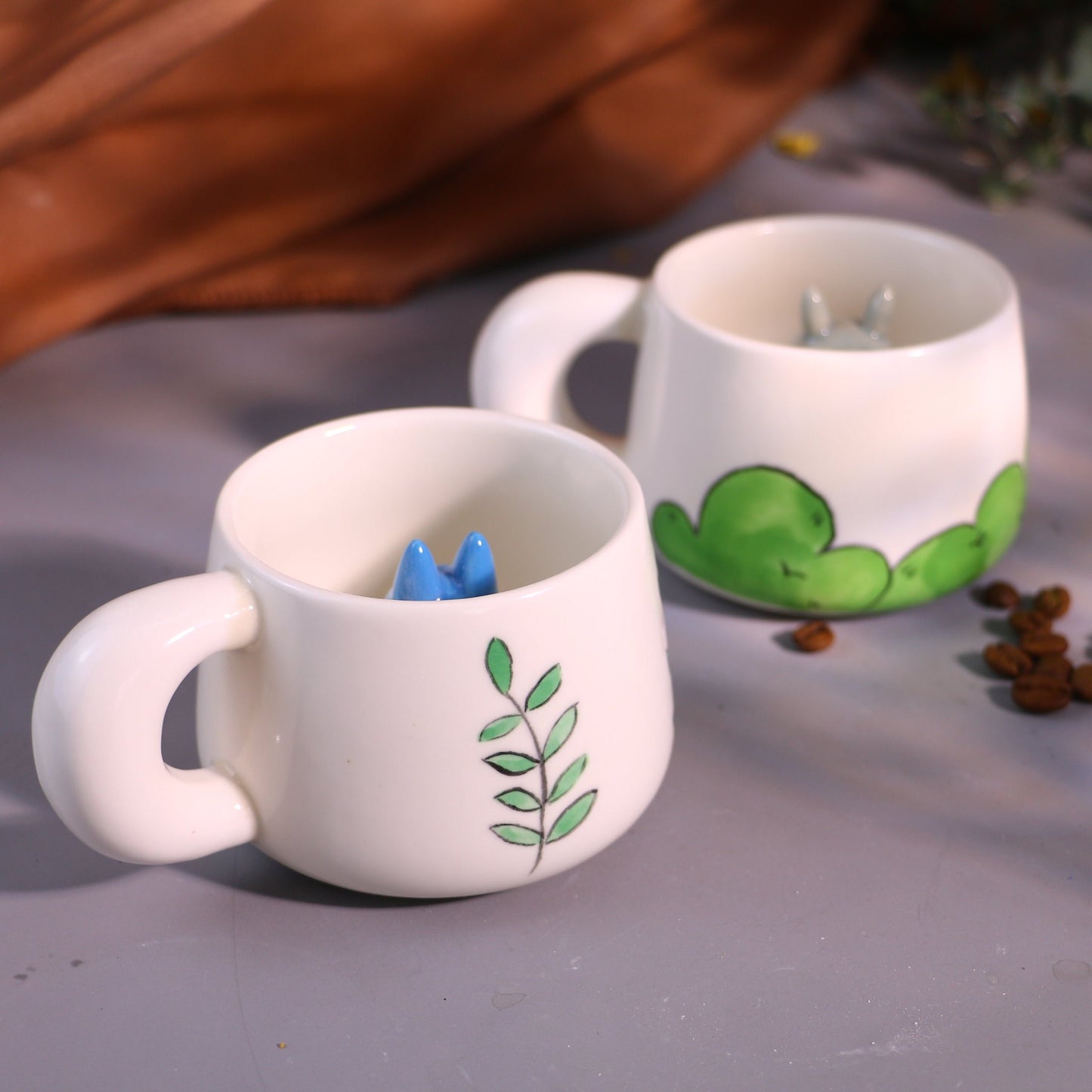 My Neighbor Totoro Handmade Anime Ceramic Mug, Character Inside Mug for Gifts