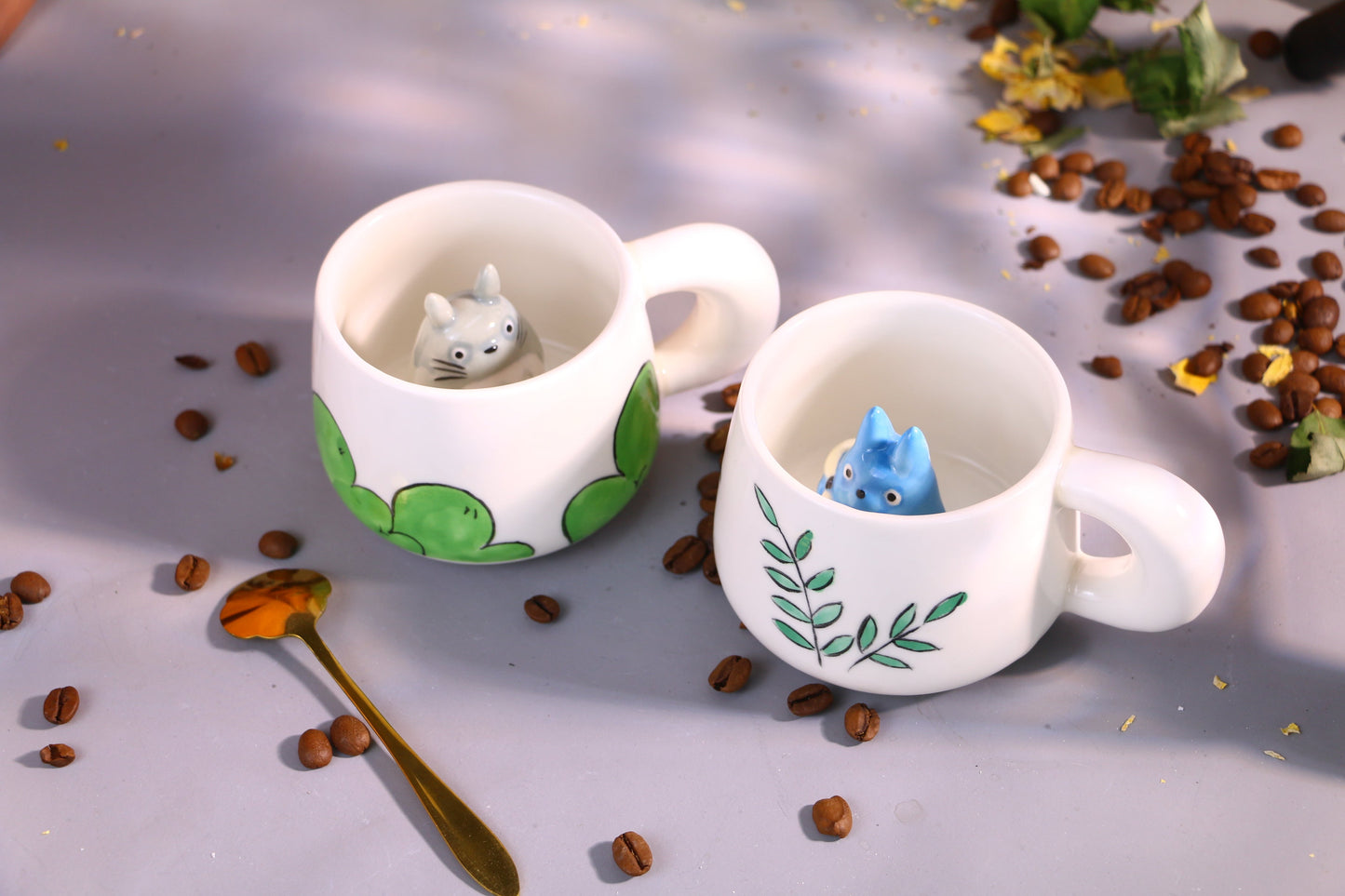 My Neighbor Totoro Handmade Anime Ceramic Mug, Character Inside Mug for Gifts