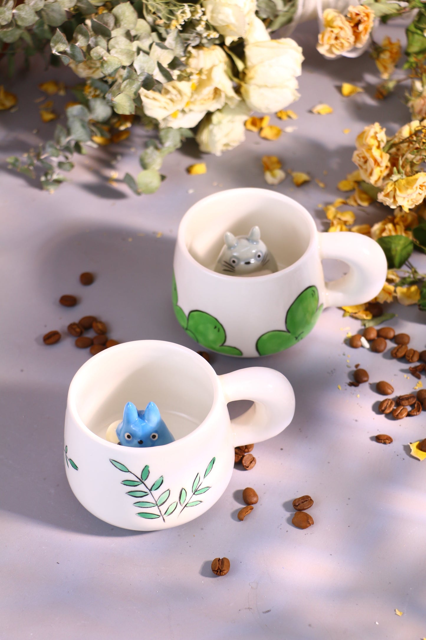 My Neighbor Totoro Handmade Anime Ceramic Mug, Character Inside Mug for Gifts