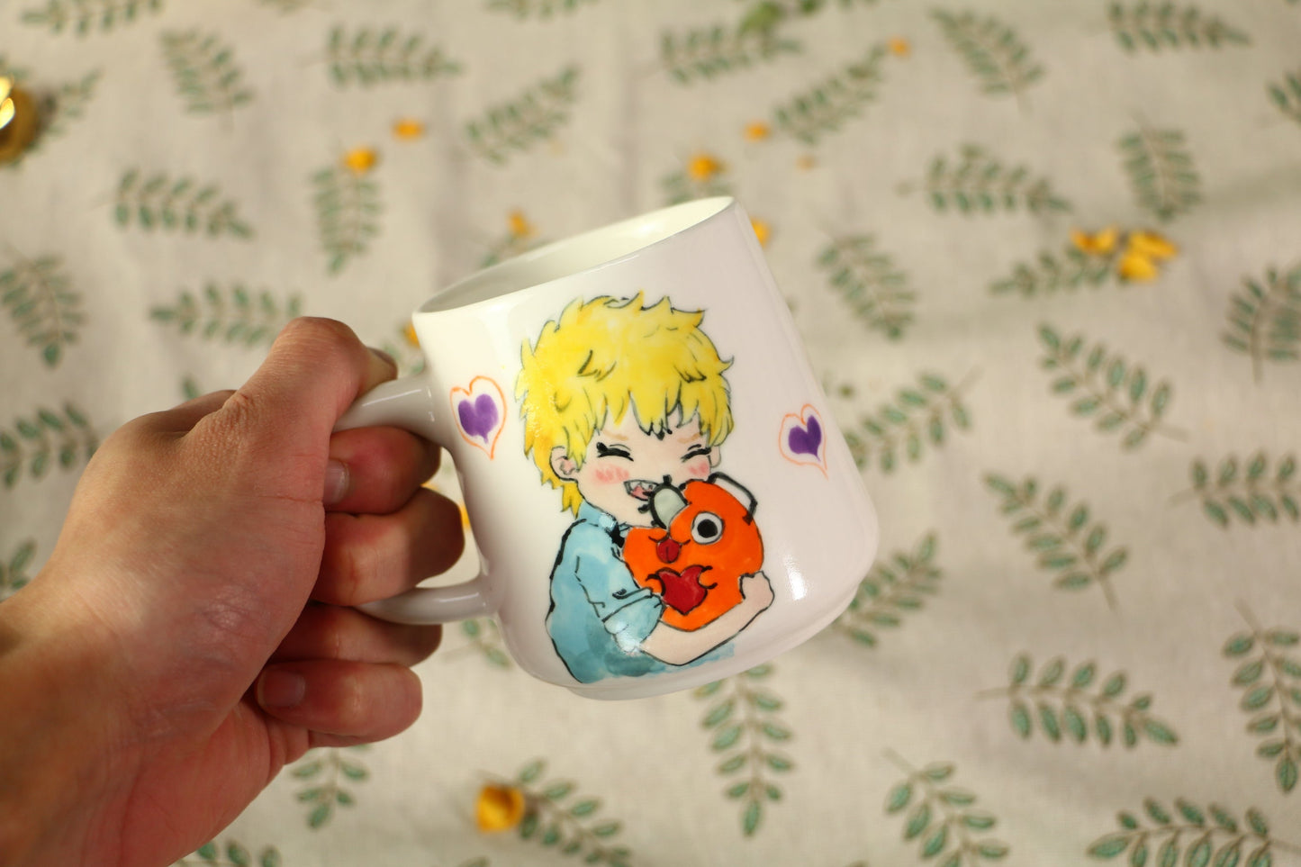 Chainsawman Denji Handmade Ceramic Mug, Personalized Ceramic Cup for Anime Lovers