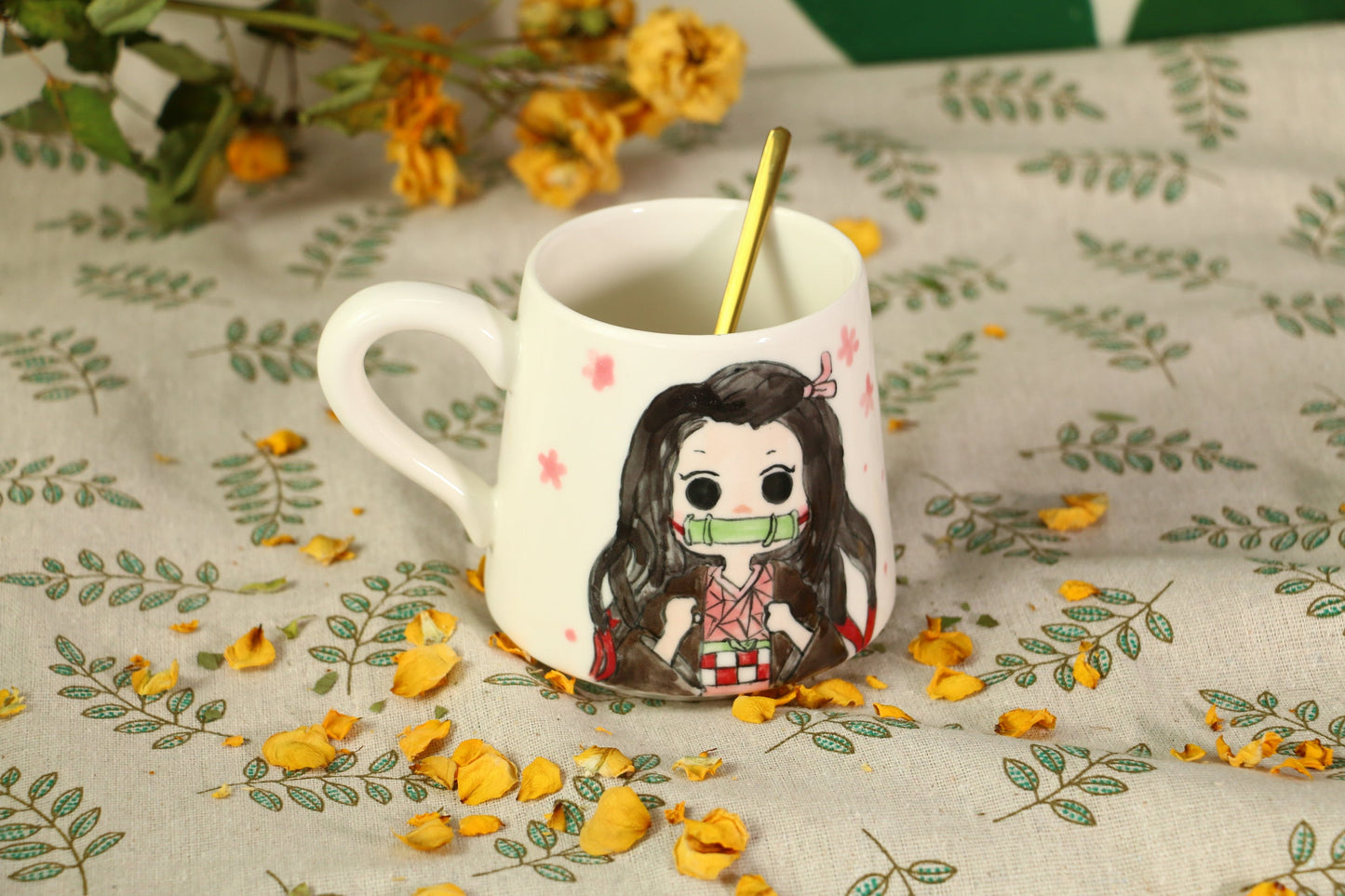 Demon-Slayer Nezuko Ceramic Mugs, Personalized Ceramic Cup for Anime Lovers
