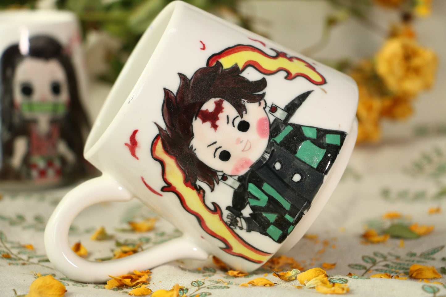 Demon-Slayer Kamado Tanjirou Ceramic Mugs, Personalized Pottery Cup for Anime Lovers