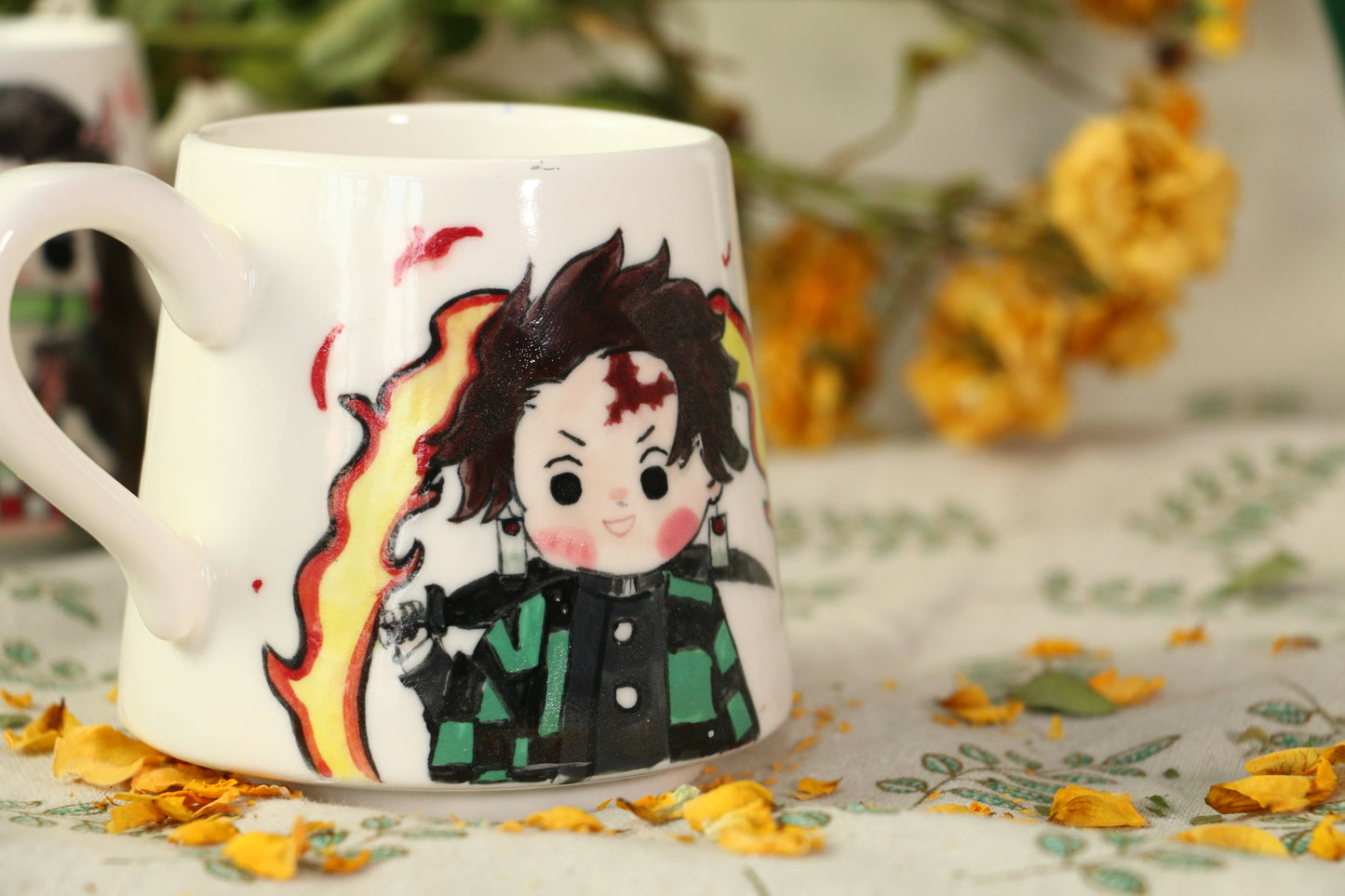 Demon-Slayer Kamado Tanjirou Ceramic Mugs, Personalized Pottery Cup for Anime Lovers