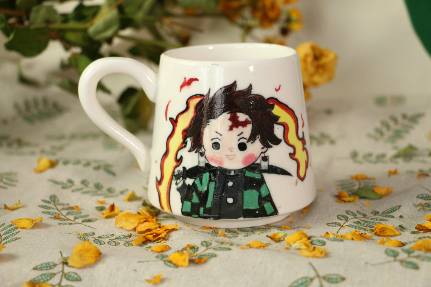 Demon-Slayer Kamado Tanjirou Ceramic Mugs, Personalized Pottery Cup for Anime Lovers