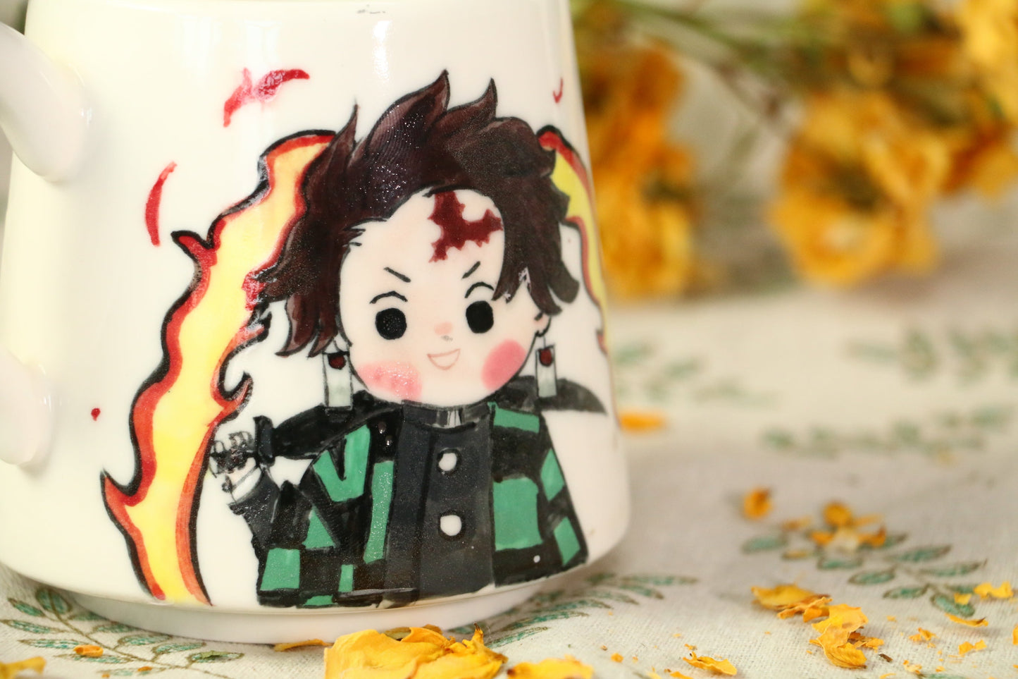 Demon-Slayer Kamado Tanjirou Ceramic Mugs, Personalized Pottery Cup for Anime Lovers