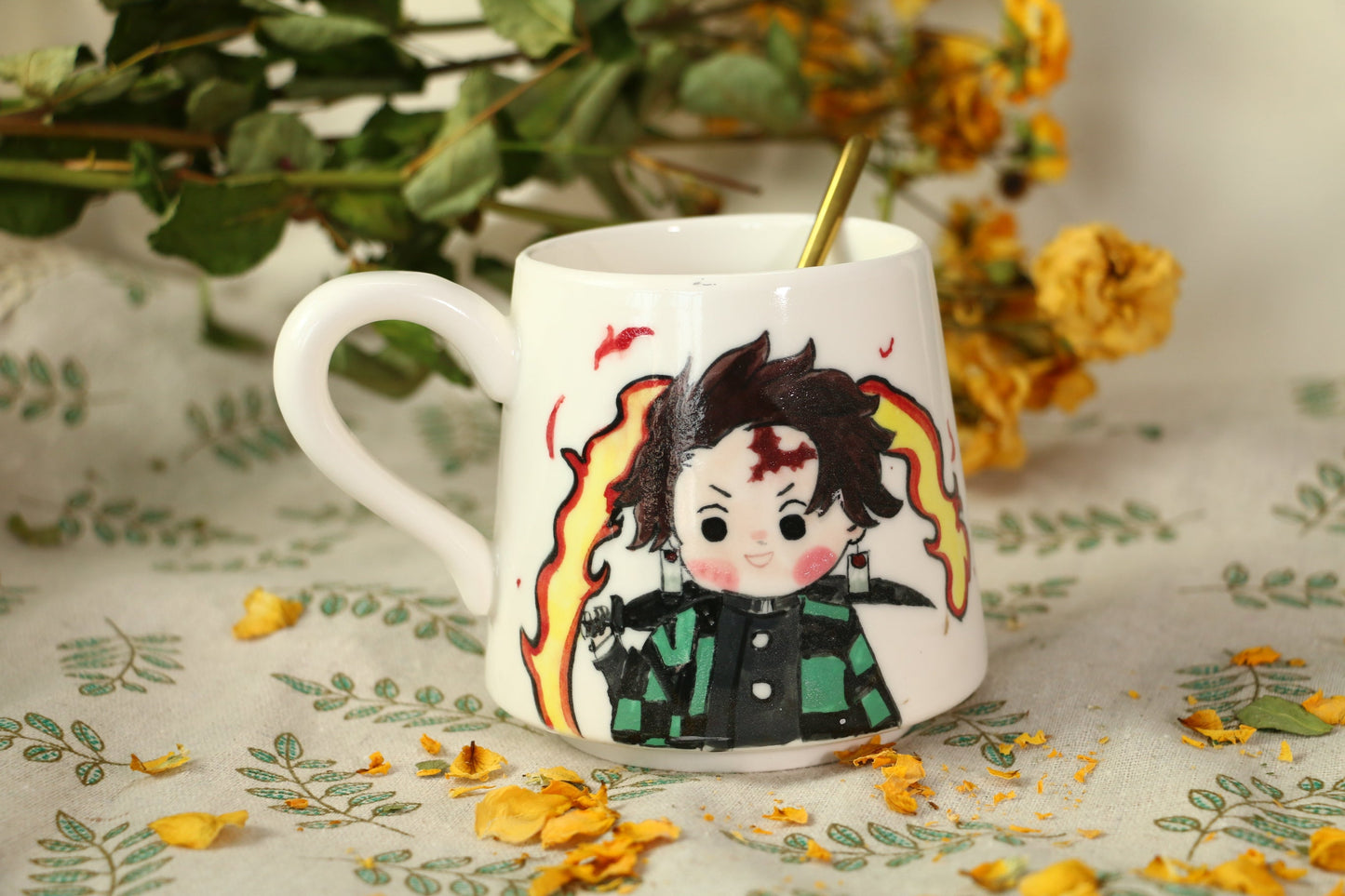 Demon-Slayer Kamado Tanjirou Ceramic Mugs, Personalized Pottery Cup for Anime Lovers