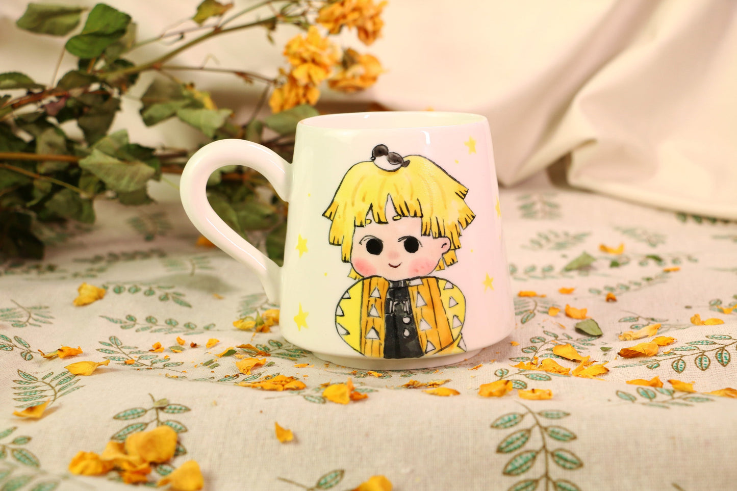 Demon-Slayer Agatsuma Zen'itsu Ceramic Mugs, Personalized Ceramic Cup for Anime Lovers