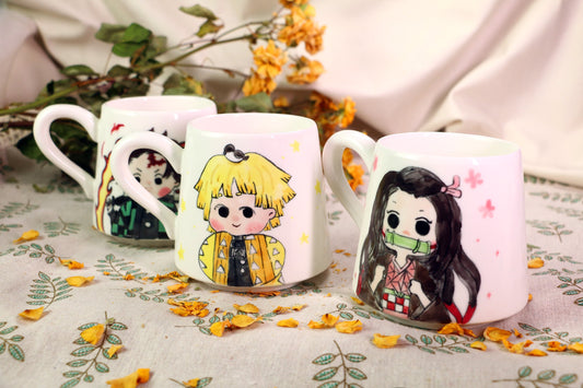 Demon-Slayer Kamado Tanjirou Ceramic Mugs, Personalized Pottery Cup for Anime Lovers