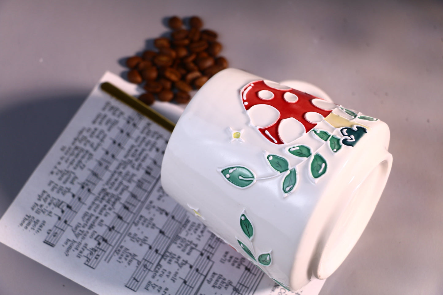 Mushroom Ceramic Coffee Mug, Personalized Handmade Pottery Cup for Gifts