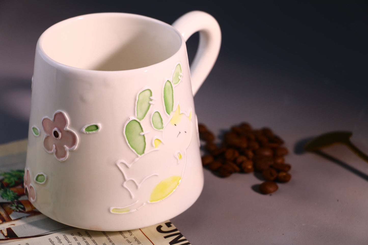 Handmade Ceramic Coffee Mug, Cat Personalized Pottery Cup for Heartwarming Gifts