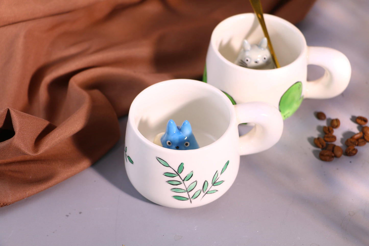 My Neighbor Totoro Handmade Anime Ceramic Mug, Character Inside Mug for Gifts