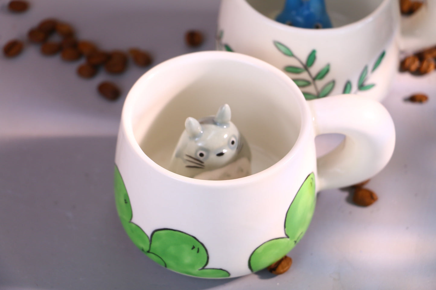 My Neighbor Totoro Handmade Anime Ceramic Mug, Character Inside Mug for Gifts